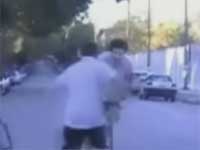 Stupid Kid Runs Into Biker And Cries